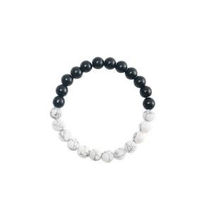 Indre Ro Armbånd med Howlit og Obsidian